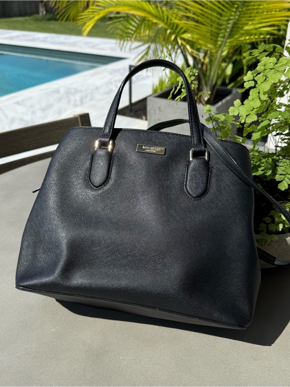 Kate Spade Black Leather Tote like new